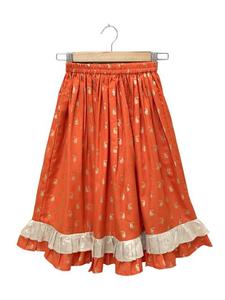 Twisha – Haut sans manches en coton tissé à rayures avec Lehenga imprimé – Marron et orange - Product Image 4