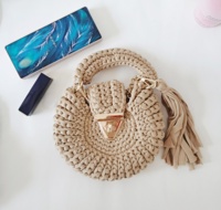 Sac à main de fête de mariage en crochet fait à la main sac à bandoulière rond de couleur unie