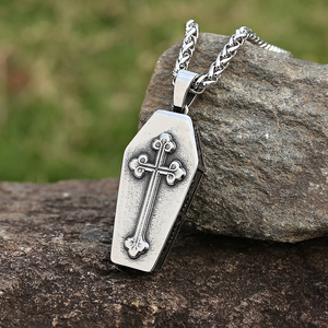 Collana da uomo in acciaio inossidabile 316L, gioielli punk, collana a forma di bara per amanti, ciondolo <span class=keywords><strong>Amore</strong></span> fino alla <span class=keywords><strong>Morte</strong></span>, all'ingrosso - Product Image 6