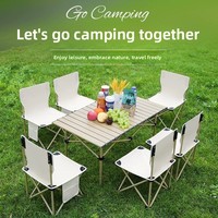 Ensemble table et chaises pliantes d'extérieur transfrontalier, kit de pique-nique portable pour camping, facile à transporter, en acier au carbone et tissu Oxford, mobilier d'extérieur