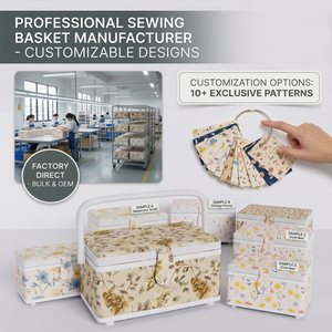 Panier de <span class=keywords><strong>couture</strong></span> en tissu, grand format, style <span class=keywords><strong>vintage</strong></span>, avec poignée, pour l'organisation des travaux d'aiguille et de loisirs créatifs, boîte de rangement décorative pour kit de <span class=keywords><strong>couture</strong></span>, direct usine - Product Image 1