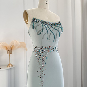 Sharon dedi SS331 Modern doğal el yapımı lüks turkuaz kristal Mermaid kat uzunluk abiye kadınlar düğün parti için - Product Image 3