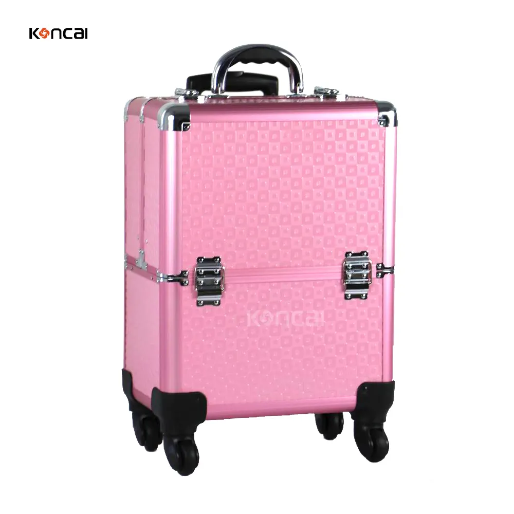 FAMA Factory 4-stufige Tabletts Make-up Trolley Fall Friseur Reise zug Rollwagen Aluminium Trolley Make-up Zug Fall