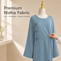 Chemisier ample élégant pour femmes grandes tailles en tissu Nidha, col rond, boutons chinois, mode musulmane, vente en gros