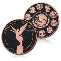 Pièce de monnaie en cuivre fin .999 de 5 oz, motif ange ailé mexicain, médaille ronde en cuivre colorée et imprimée, pièce de collection