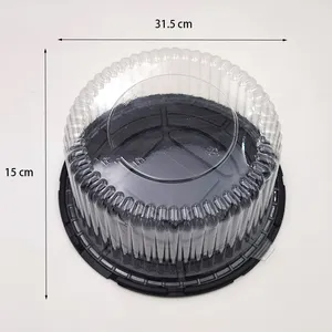 黑色托盘吸塑包装圆形透明塑料蛋糕盒