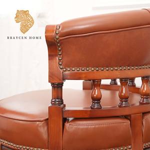 Guangdong Vintage Bruin Leer Kapiteins Directeur Bureaustoel Professor Fauteuils Met Wielen Voor Woonkamer - Product Image 4