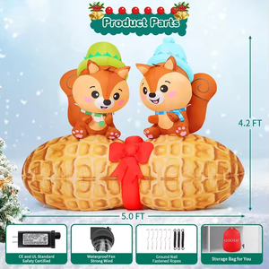 Nhà Máy Bán buôn 5 ft đèn LED giáng sinh <span class=keywords><strong>Inflatable</strong></span> sóc ngoài trời giáng sinh trang trí cho trẻ em thổi sóc - Product Image 6
