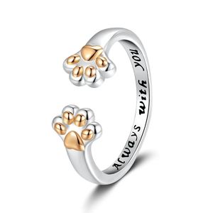 Nuovo Anello Aperto a Forma di Zampa di <span class=keywords><strong>Gatto</strong></span> con Lettera Inglese, Anello Regolabile alla Moda - Product Image 2