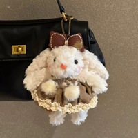 Porte-clés Lapin en Peluche Adorable, Pendentif Doux, Breloque de Sac, Jouet en Peluche Mignon pour Filles, Cadeau Décoratif