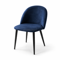 Chaise de salle à manger moderne en velours nordique avec pieds en métal noir, siège rembourré de luxe sans accoudoirs pour restaurant, salon et café