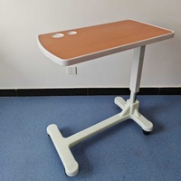 Table de lit réglable en hauteur à forte capacité de charge, bureau mobile pour hôpital et domicile avec plateau en bois/ABS pour soins aux patients et études