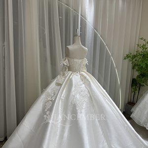 Lsoy031 Modern Ball Gown Princess Spandex/Polyester <b>Wedding</b> Dresses off the Shoulder Bow Chapel Train Bridal Gowns for - Product Image 2
