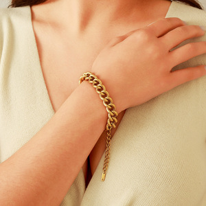 Pulsera de acero de titanio chapada en oro, cadena en espiral, ajustable, joyería unisex YB11_1 - Product Image 2