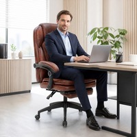 Chaise de bureau en cuir PU, accoudoirs inclinables, surface anti-déversement, hauteur réglable, BIFMA CE EN1335, vente en gros directe d'usine