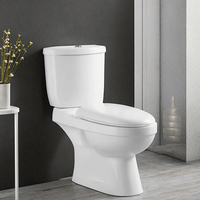 Ensemble WC moderne économique à double chasse avec cuvette de toilettes à siphon, lavabo en céramique à siphon en S, ensemble deux pièces