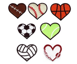 Parches Bordados con Logotipos de Juegos de Pelota con Forma de Corazón, Motivos DIY para Planchar o Coser en Jeans y Chaquetas - Product Image 1