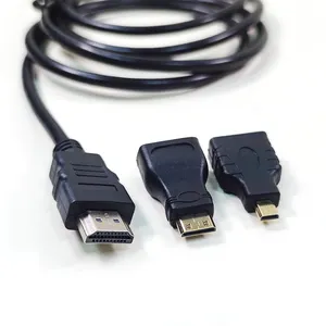 Senye สาย HDMI 3 In 1พร้อมตัวแปลง Hdmi ขนาดเล็ก,สายแปลง Micro Hdmi ตัวผู้เป็นตัวผู้ความยาว1.5เมตรสำหรับกล้องวิดีโอแท็บเล็ตพีซีไปยังทีวี