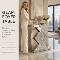 Nouvelle table console miroir de luxe dorée avec LED décoratives pour couloir, maison et hôtel