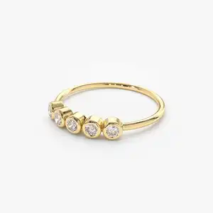 VLOVE Ring Women Zodiac Jewelry 14K Gold Bezel Set Diamond Wedding Band Jewelri Diamond