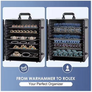 Boîte de rangement miniature avec 6 plateaux, cadre en alliage d'<span class=keywords><strong>aluminium</strong></span>, vitrine de présentation et de transport pour figurines - Product Image 4
