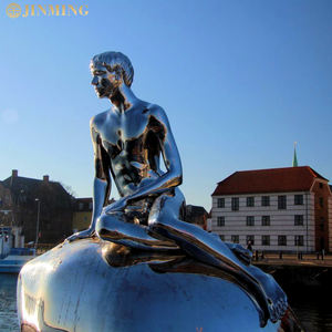 Tác phẩm điêu khắc hình kim loại được đánh bóng gương ngoài trời, tượng Nàng Tiên Cá và đồ trang trí điêu khắc nàng tiên cá bằng thép không gỉ tùy chỉnh - Product Image 5