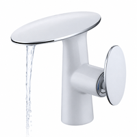 Robinet mitigeur de lavabo en laiton et céramique à poser sur le comptoir, avec eau chaude/froide, 1 poignée, design moderne
