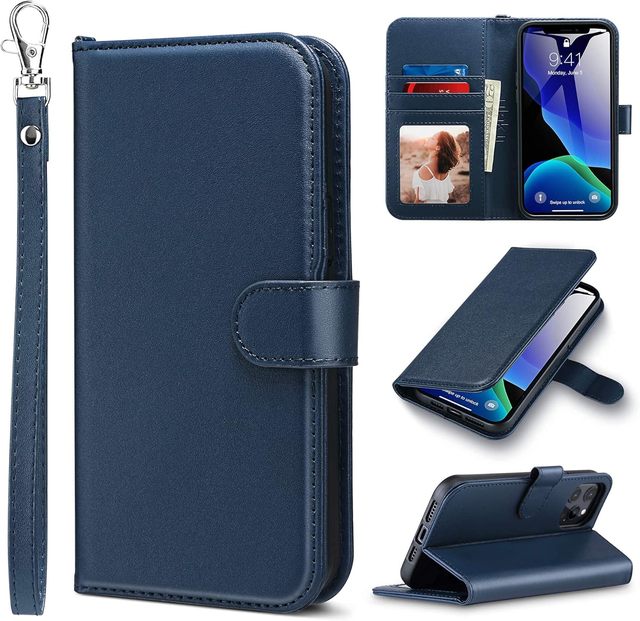 Premium PU Leather Flip Cover with Card Holder Kickstand Feature Protective Designed Phone Wallet Case for iPhone 16 Pro Max