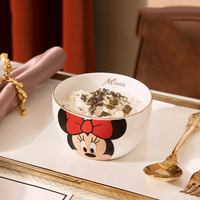 Ensemble de bols en céramique Mickey & Friends - Bols de dessin animé de 4,5 pouces avec bord doré, vaisselle mignonne pour le ramen, la soupe et les repas quotidiens