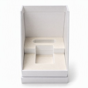 Boîte cadeau rigide blanche de luxe pour parfum, avec motif soleil en feuille d'or, logo personnalisé, en carton, avec insert en mousse EVA pour cosmétiques et parfums - Product Image 4