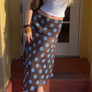 Wholesale Y2K Women Sheer Mesh Polka Dot <b>Skirt</b> Irregular <b>Patchwork</b> Sexy Beach Vacation Streetwear <b>Skirts</b> - Product Image 4