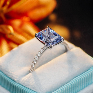 Blue Lab Grown Diamond <b>Ring</b> Custom Wedding <b>Ring</b> <b>Set</b> 18k <b>Gold</b> with Diamond Fashion Jewelry <b>Rings</b> - Product Image 6