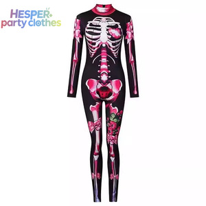 Combinaison de cosplay HESPER pour Halloween, costume pour adultes, style gothique victorien avec imprimé squelette bicolore, nouveauté pour Halloween - Product Image 4