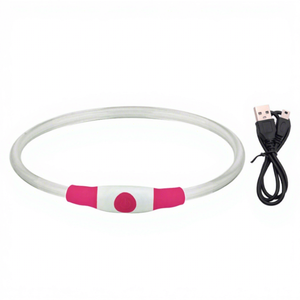 Factory Price Luxury Solid Nylon Ribbons Replaceable Battery USB LED Lights Customizable Color Pet <b>Dog</b> Safety <b>Collar</b> for Night - Product Image 1