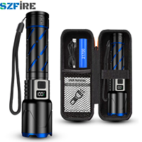Lampe de poche portable évolutible avec chargement USB, en aluminium, grande capacité, LED blanche, laser, pour extérieur, urgence, camping