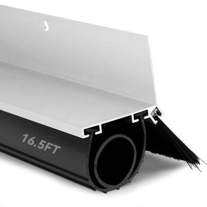 Kit de joint de bas de porte de garage robuste de 16,5 pieds avec brosse, forme U et O, rail en aluminium avec bande de brosse, <span class=keywords><strong>anti</strong></span>-rongeurs, <span class=keywords><strong>anti</strong></span>-poussière, de remplacement - Product Image 1