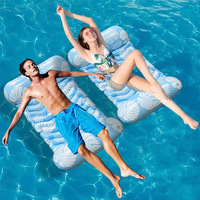 Hamac flottant gonflable pour adultes, lit flottant en maille avec dossier, flotteur portable pour piscine, lac et plage