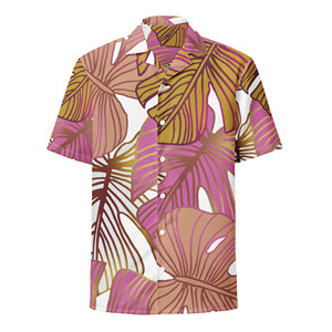 Camisa Hawaiana Aloha con Palmeras Rosadas y Doradas - Product Image 3