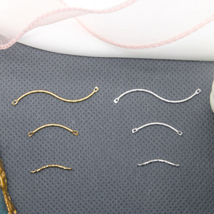 Chaînes en cuivre plaqué or pour la fabrication de boucles d'oreilles, accessoires de bijoux DIY, forme incurvée à double trou, placage 18k 14k - Product Image 4