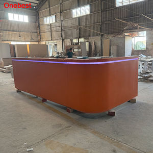 Comptoir d'information rond en pierre orange pour réception et musées - Product Image 4