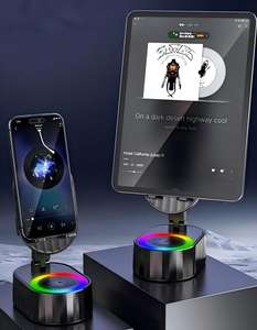 Soporte Universal para Teléfono de Escritorio con Altavoz Inalámbrico, Luz LED, Cargador de Batería Externa, Base Giratoria Flexible para Móviles y Tablets, ABS - Product Image 3