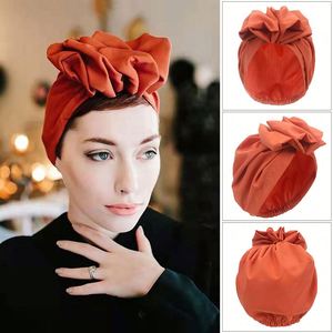 Turbans à la mode pour femmes, foulards pour cheveux, chapeaux, bonnets plissés tendance, bonnets pré-noués avec nœud floral - Product Image 2