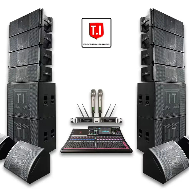 T.I Pro Audio Sound System Outdoor Professional Concert Speaker Double 10 Inch Two Way Line Array Speakers