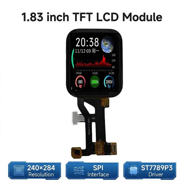 1.83 Inch 240x284 4SPI TFT LCD Display ST7789P3 Driver 262K Color Square Screen