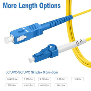 Câbles de brassage optique monomode OS2 LCUPC vers SCUPC Simplex 3m/10ft 9125µm LSZH Jaune OD30mm OEM ODM - Product Image 3