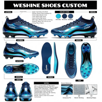 Chaussures de football à tige basse en maille Flyknit irisées, semelle intermédiaire en EVA électroplaqué, crampons tout-terrain pour extérieur