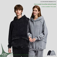 Sweatshirt Hoodie Pria Kasual Musim Gugur Terbaru, Bahan Tebal 430g, Model Longgar, Motif Batik, Gaya High-Street, Aksen Snowflake
