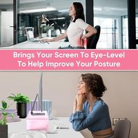 Support de moniteur en acrylique rose clair et rehausseur de bureau Support d'ordinateur et d'ordinateur portable rose Supports d'affichage élégants