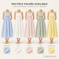 Robe midi en coton personnalisée pour femme, à bretelles spaghetti, col carré, corsage froncé et taille froncée, vente en gros, fabricant OEM ODM