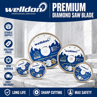 Lame de scie diamantée industrielle Welldon 4 4,5 5 7 9 pouces, disque diamanté pour la coupe du granit, de la pierre, du béton et des carreaux